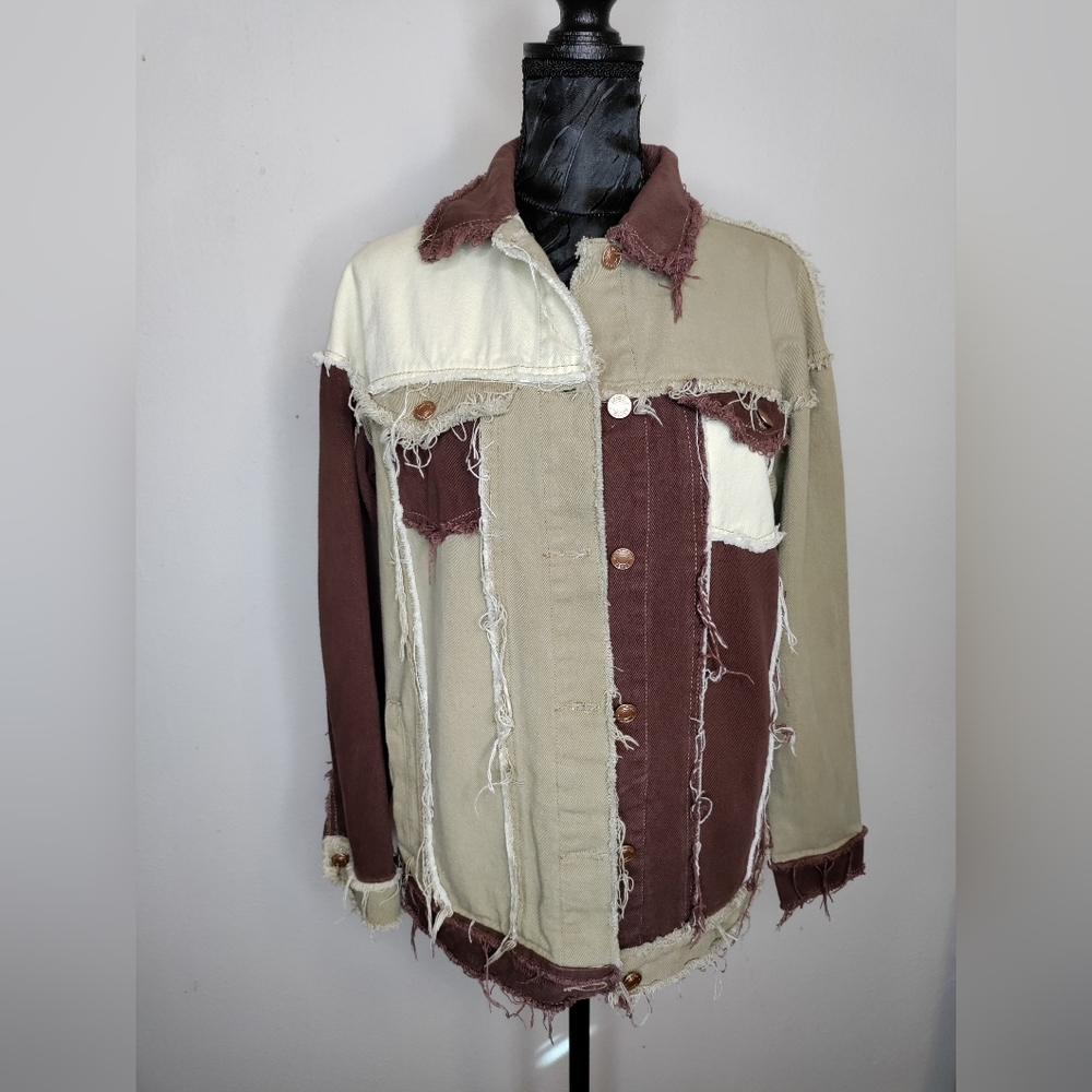 Jaded London Two-Tone Patchwork Denim Jacket